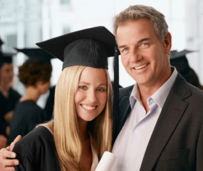 Proud college father with daughter